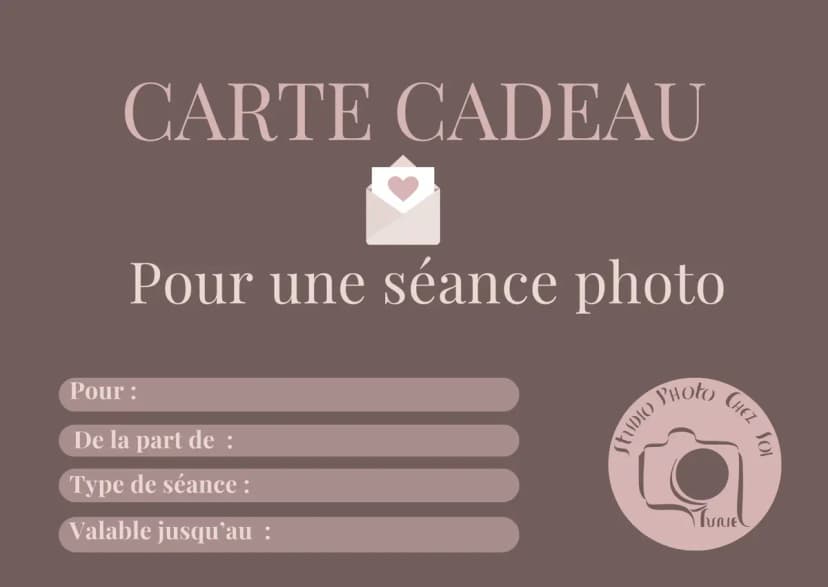Carte cadeau pour une séance photo Studio Photo Chez Soi