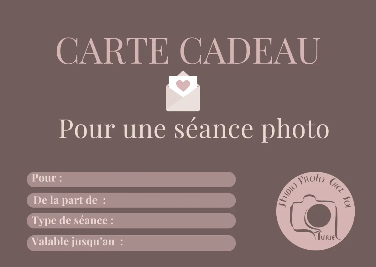 Carte cadeau pour une séance photo Studio Photo Chez Soi